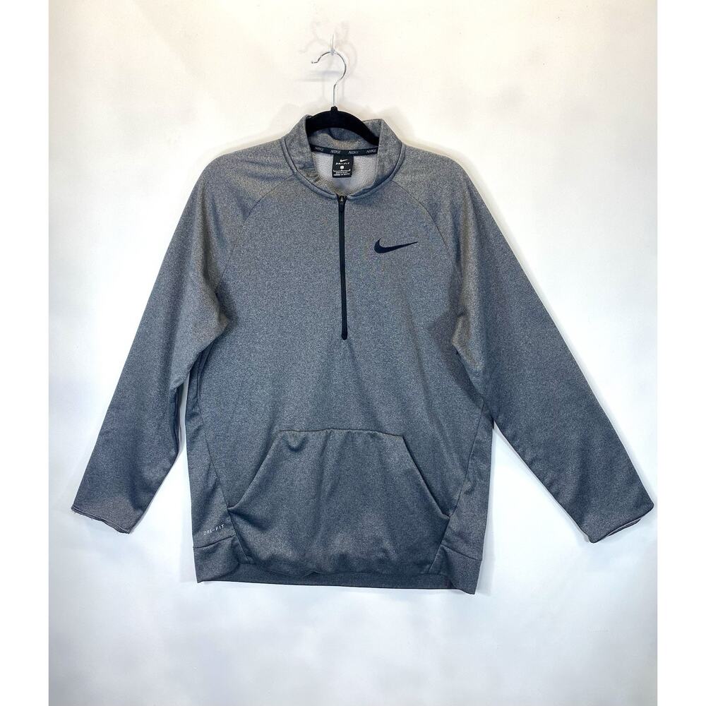 NIKE DRI-FIT THERMA 1/4 ZIP TRAINING PULLOVER GRAY HEATHER MEN’S L